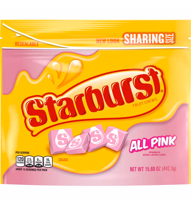 STARBURST All Pink Fruit Chews Chewy Candy Bulk Pack, Sharing Size, 15.6 Ounce (Pack of 6)