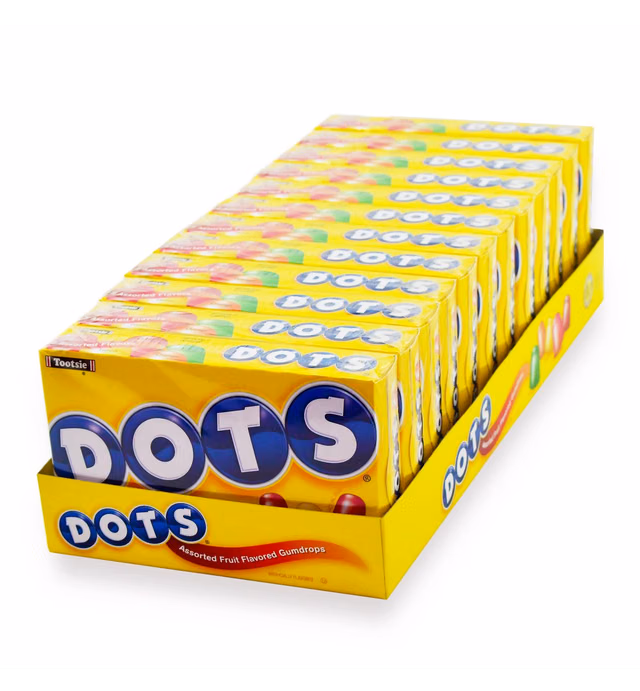 DOTS Individually Wrapped Candy - Original Gummy Candy Flavors - Cherry, Lime, Orange, Lemon & Strawberry - Gluten Free, Kosher & Peanut Free Gumdrops - Bulk 12ct, 6.5oz Dots Candy Boxes