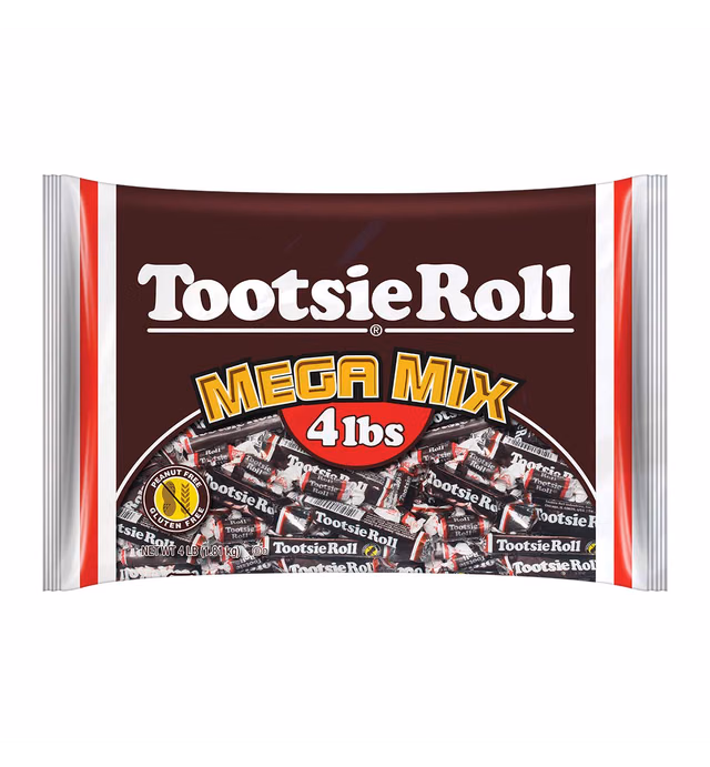 Tootsie Roll Mega Mix, 5 Different Shapes and Sizes of Classic Chocolatey Tootsie Rolls, 4 Pound