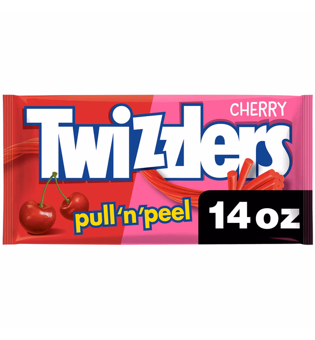 TWIZZLERS PULL 'N' PEEL Cherry Chewy Candy, 14 oz Bag