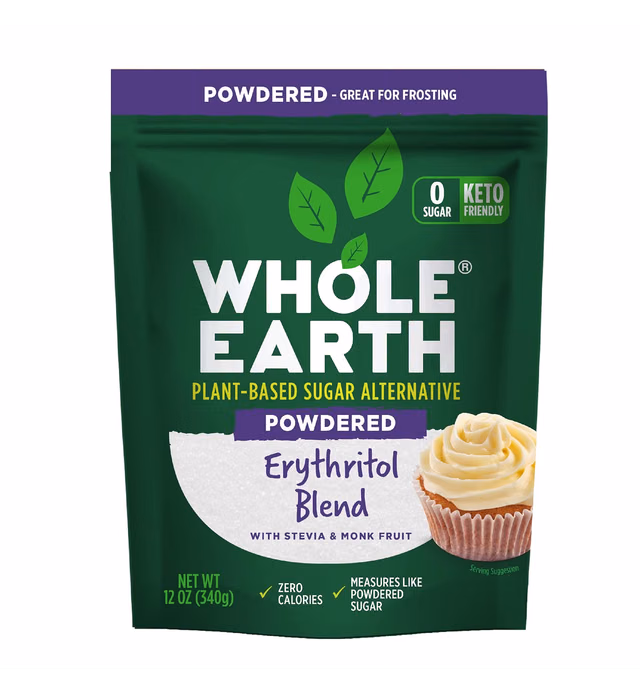Whole Earth Powdered Erythritol Plant-Based Confectioner's Sugar Alternative, 12 Ounce Resealable Bag