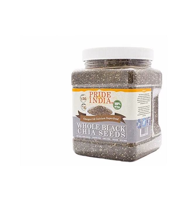 Pride Of India - Natural Black Chia Seeds - Omega-3 & Fiber Superfood, 1.5 Pound (24oz) Jar