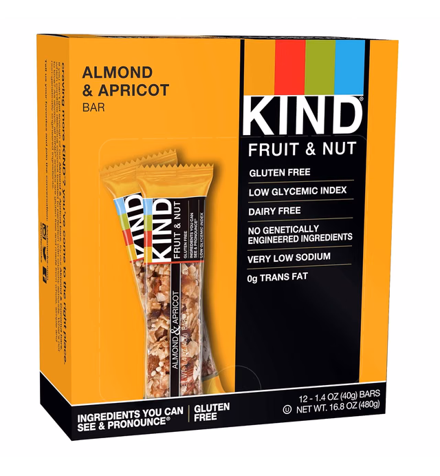 KIND Fruit & Nut Bar, Almond & Apricot, 1.4-Ounce Bars (Pack of 12)