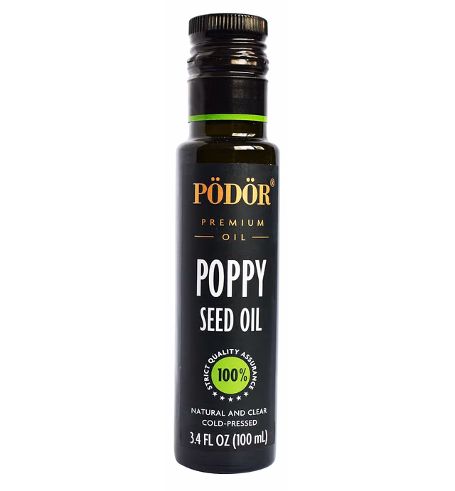 PÖDÖR Premium Poppy Seed Oil - 3.4 fl. Oz. - Cold-Pressed, 100% Natural, Unrefined and Unfiltered, Vegan, Gluten-Free, Non-GMO in Glass Bottle