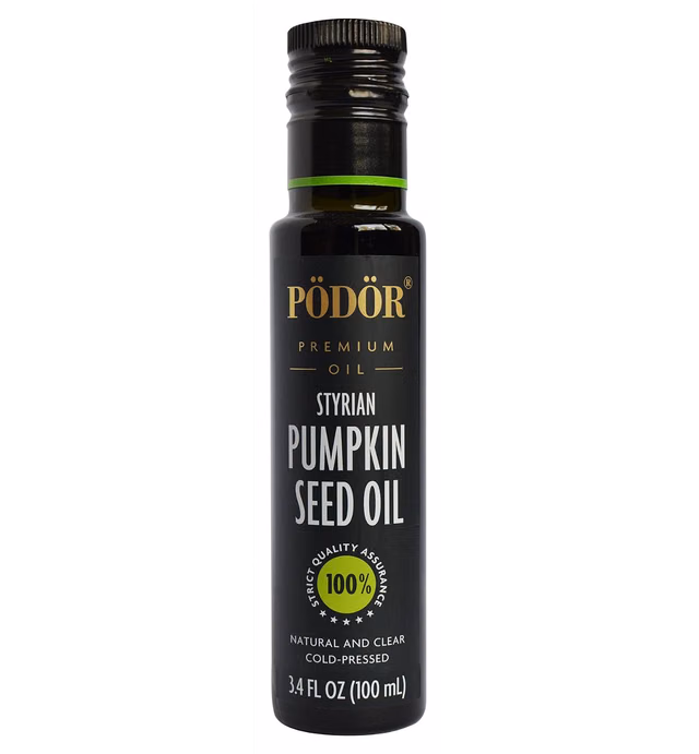 PÖDÖR Premium Styrian Pumpkin Seed Oil - 3.4 fl. Oz. - Cold-Pressed, 100% Natural, Unrefined and Unfiltered, Vegan, Gluten-Free, Non-GMO in Glass Bottle