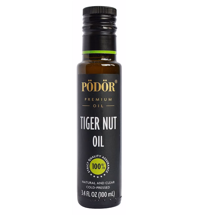 PÖDÖR Premium Tiger Nut Oil - 3.4 fl. Oz. - Cold-Pressed, 100% Natural, Unrefined and Unfiltered, Vegan, Gluten-Free, Non-GMO in Glass Bottle