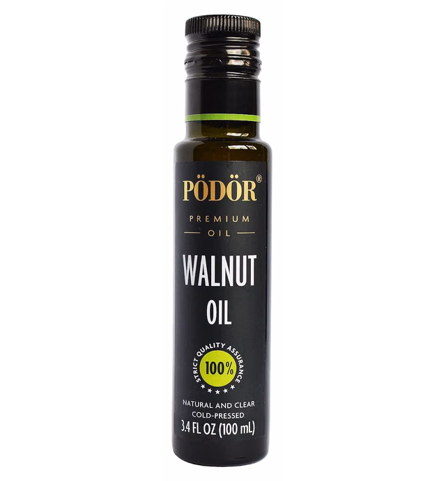 PÖDÖR Premium Walnut Oil - 3.4 fl. Oz. - Cold-Pressed, 100% Natural, Unrefined and Unfiltered, Vegan, Gluten-Free, Non-GMO in Glass Bottle