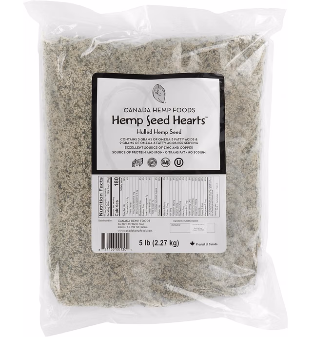 Canada Hemp Foods Hemp Seed Hearts - Protein and Omega Superfood - NON-GMO, Vegan, Gluten Free - 5lb Bag