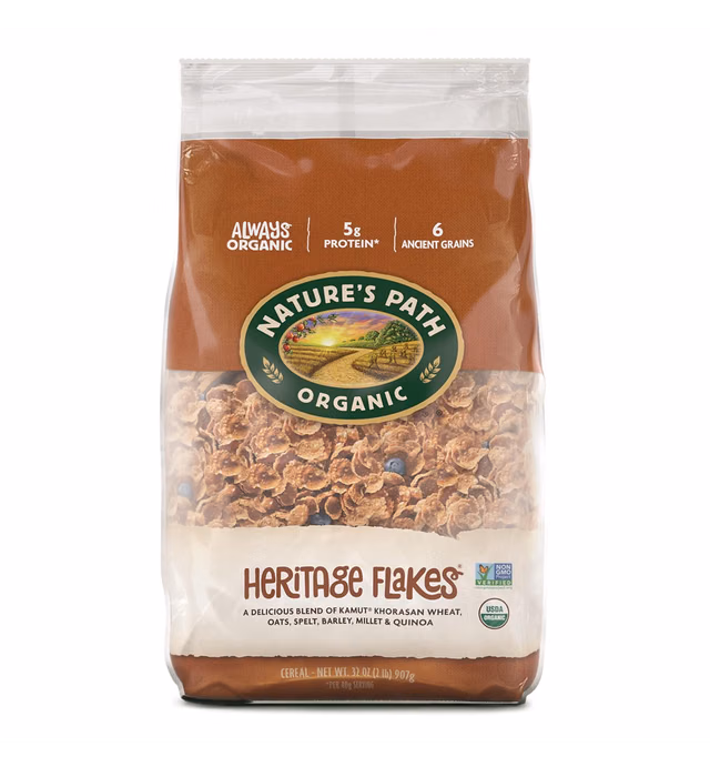 Nature's Path Organic Heritage Flakes Cereal, 2 Lbs. Earth Friendly Package (Pack of 6)
