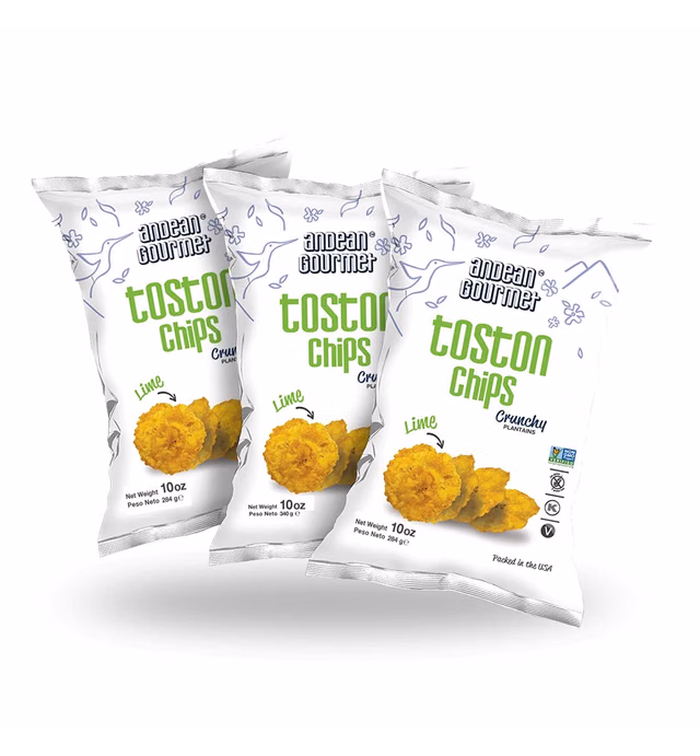ANDEAN GOURMET Lime Toston Chips 10oz (Pack of 3) - Gluten Free, All Natural, NON-GMO and Kosher - New Plantain Dipping Chip