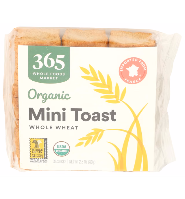365 by Whole Foods Market, Toasts Mini Whole Wheat Organic, 2.8 Ounce
