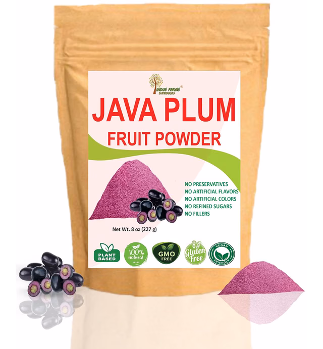 Indus Farms 100% Natural Java Plum Fruit Powder, 8 oz, Exotic sweet-astringent flavor for Baking, Beverages/Cocktails, Nutritious Food Coloring, GMO-Free, Vegan…