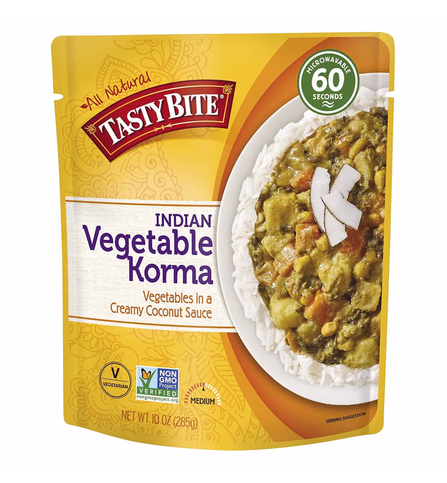 Tasty Bite Vegetable Korma, 10 Ounce, Ready to Eat, Microwavable Entrée with Sweet & Savory Coconut Sauce
