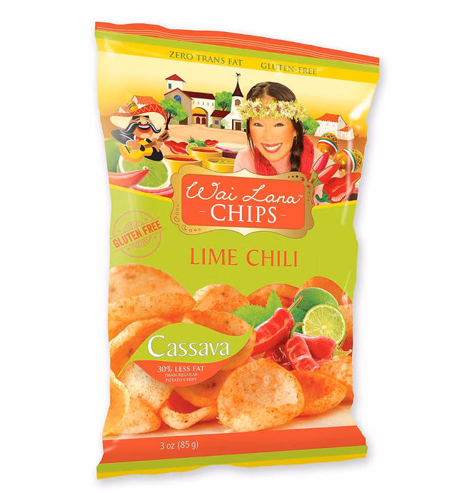 Cassava Chips Lime Chili (6 Pack of 3 Ounce Individual Bags) - Gluten Free, Non-GMO, Vegan, Zero Trans Fats – Wai Lana