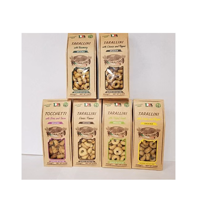 Tarallini Mixed Pack of 6 ( Classic, Fennel Seeds, Calzone, Lemon and pepper, Rosemary, Cheese and Pepper)