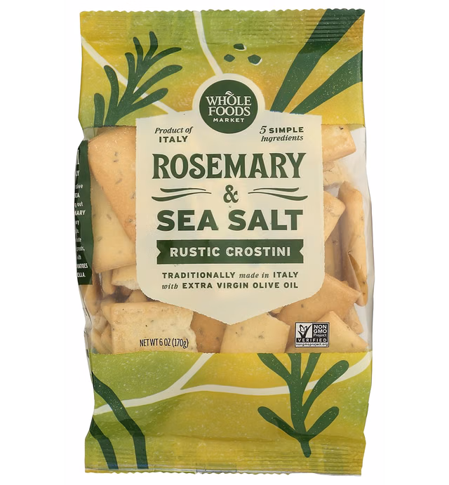 Whole Foods Market, Crackers Rustic Italian Rosemary, 6 Ounce
