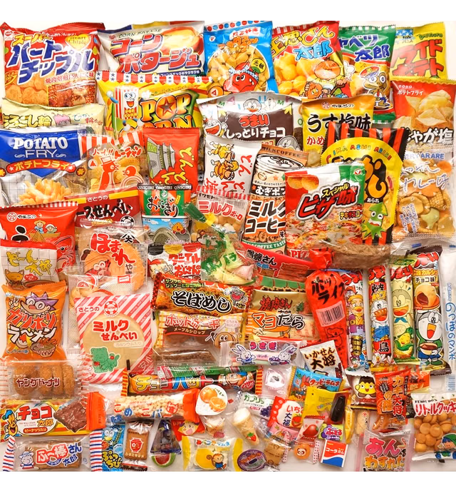 Japanese Dagashi Assortment Snacks Sweets Candies 180pcs Assortment (A Box Full of Dagashi)