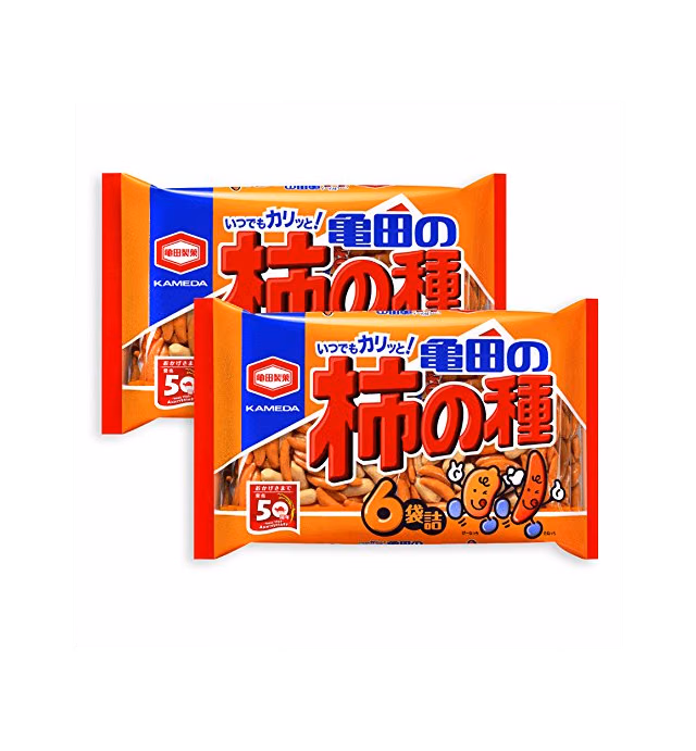 2 Packs Set of Kameda Kakinotane Rice Cracker with Peanuts 6 packs: total 200g (7.05oz) x 2 (Ninjapo Wrapping)