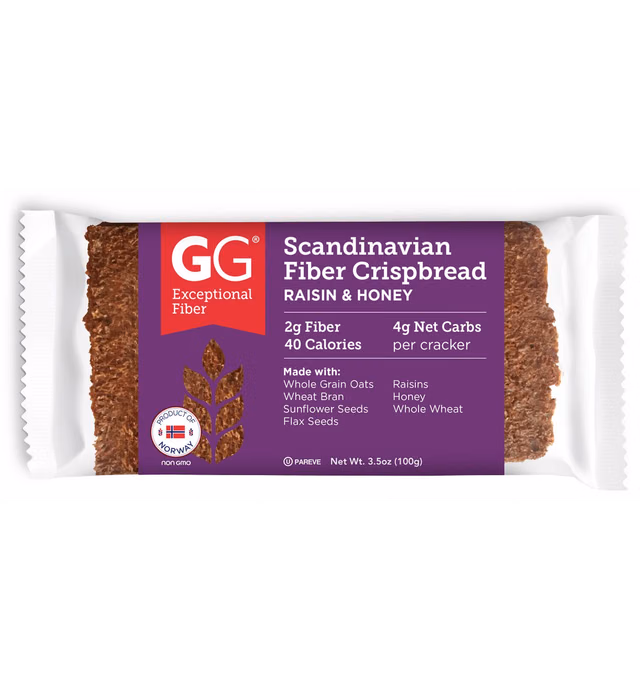 GG Scandinavian Fiber Crispbread, Raisin & Honey, 3.5 Oz (Pack of 15)