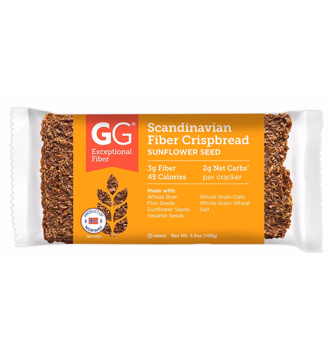 GG Scandinavian Fiber Crispbread, Sunflower Seed, 3.5 Oz (Pack of 15)