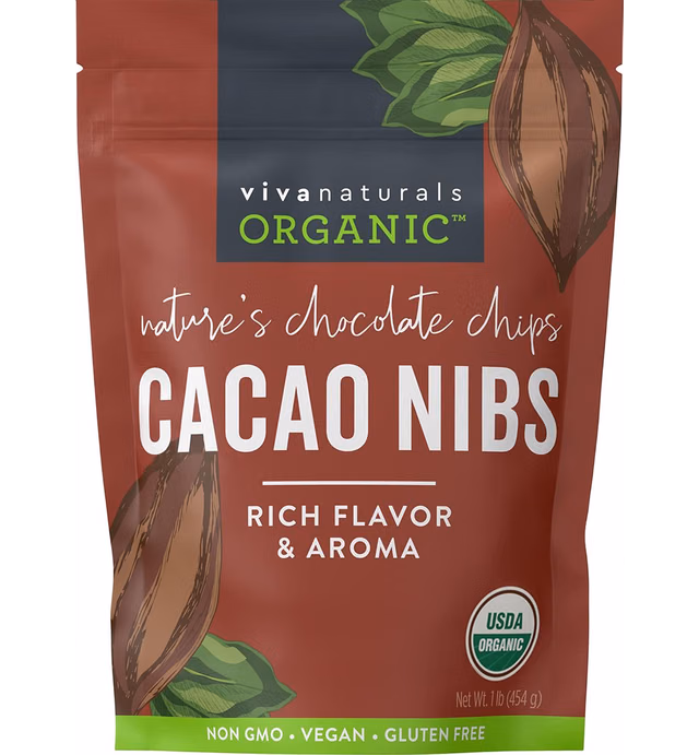 Organic Cacao Nibs, 1 Lb - Certified Keto and Vegan Superfood, Perfect for Gluten Free Baking, Cacao Nib Smoothies and Healthy Snacks, Premium Criollo Beans, Non-GMO