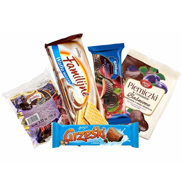 TASTE OF POLAND mini SWEET BOX Packing by Granda 2 lb TRADITIONAL POLISH SWEETS, 5 COUNT