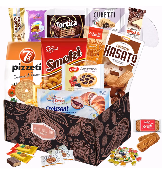 European Snack Mix Package by WorldWideTreats - Snacks from Poland, Greece, Spain, Italy and more