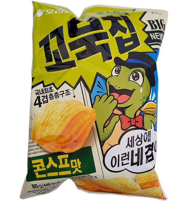 Korean Orion New Four Layers Turtle Chips Corn Soup Flavor 3 Packs
