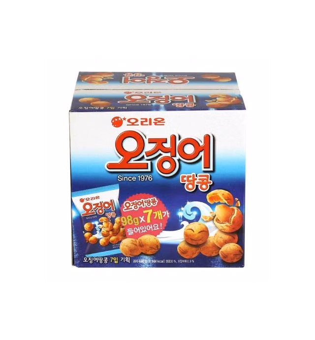Korean Orion Peanut & Squid Ball Value Pack 1 Box (98g X 7ea) 오징어 땅콩