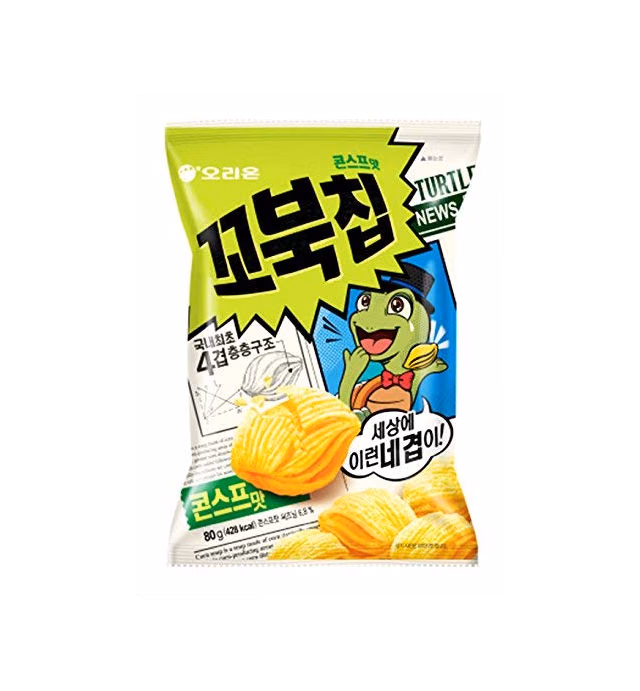 Korean Orion New Four Layers Turtle Chip Corn Soup Flavor (2 Pack)