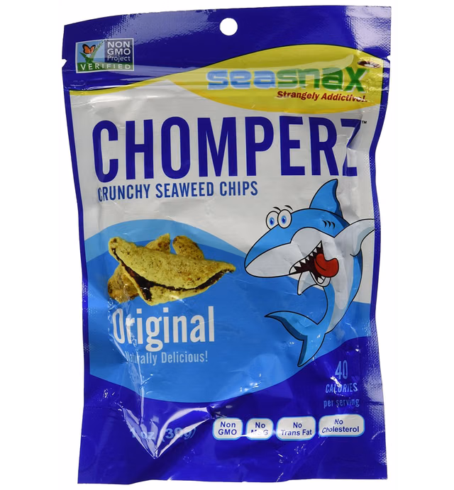 Seasnax Chomperz Crunchy Seaweed Chips, Original, 1 oz