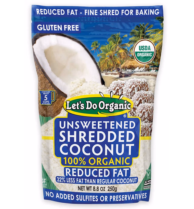 Let's Do Organic Reduced Fat Shredded Coconut, 8.8 ounce pouches (Pack of 12)