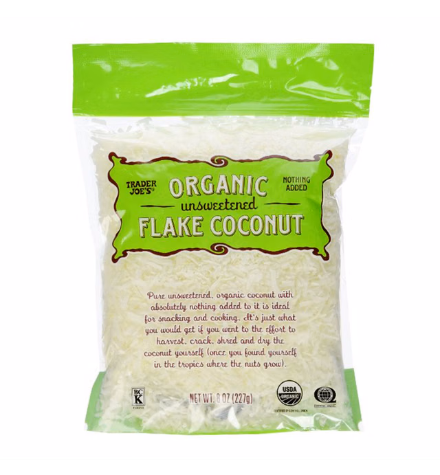 Trader Joe's Organic Pure Unsweetened Coconut Flakes 8oz (1 Pack)