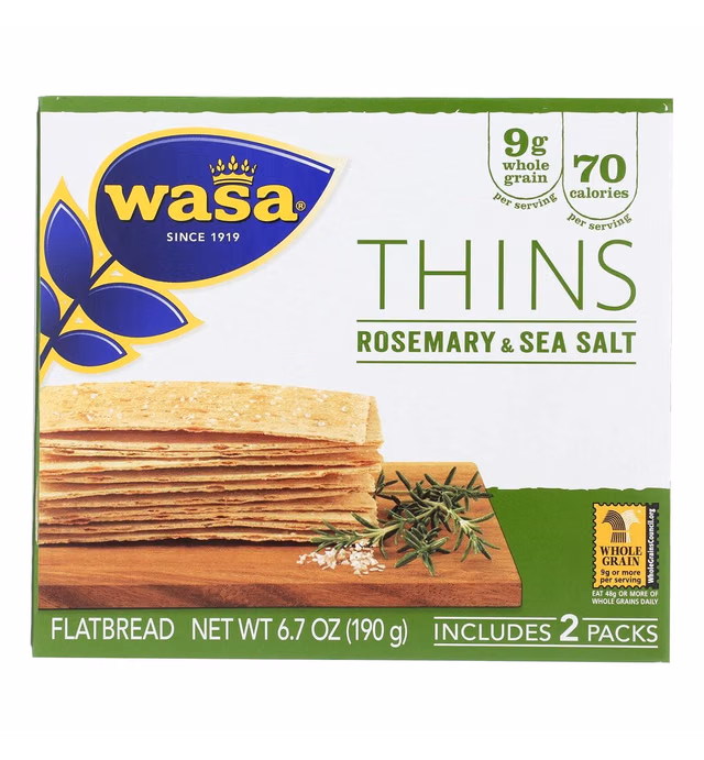 Wasa Crispbread Thins,Rosemary & Sea Sal 6.7 Oz (Pack Of 10)