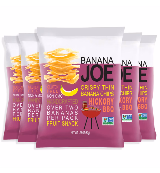 Banana Joe Barbecue (BBQ) Flavored Banana Chips, Gluten-Free, No MSG, No Preservatives, 1.76oz (5 PacK)
