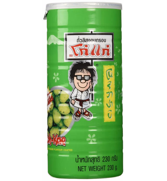 KOH KAE Peanuts Wasabi. Crackers, Peanuts, Nori, Wasabi Flavor 230 G / Cans Made in Thailand