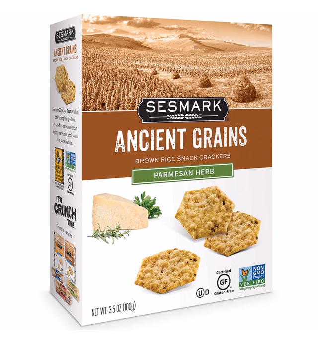 Sesmark Ancient Grains Rice Crackers, Parmesan Herb, 3.5 Ounce (Pack of 6)