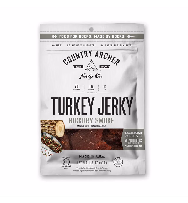 Hickory Smoke Turkey Jerky by Country Archer, Antibiotic Free, Gluten Free, 1.5 Ounce (Pack of 12)