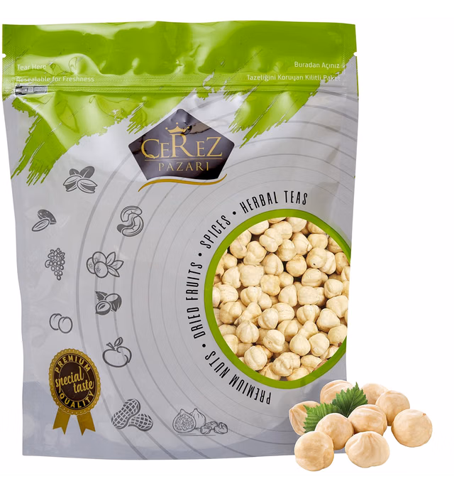 Cerez Pazari Turkish Hazelnuts Roasted in Resealable Bag 1 LB, Healthy Keto Paleo Diet Snacks, Unsalted, Natural Dry Roasted, Gluten Free, Vegan, Non-GMO, Blanched, No Shell, Premium Quality, Crunchy Taste
