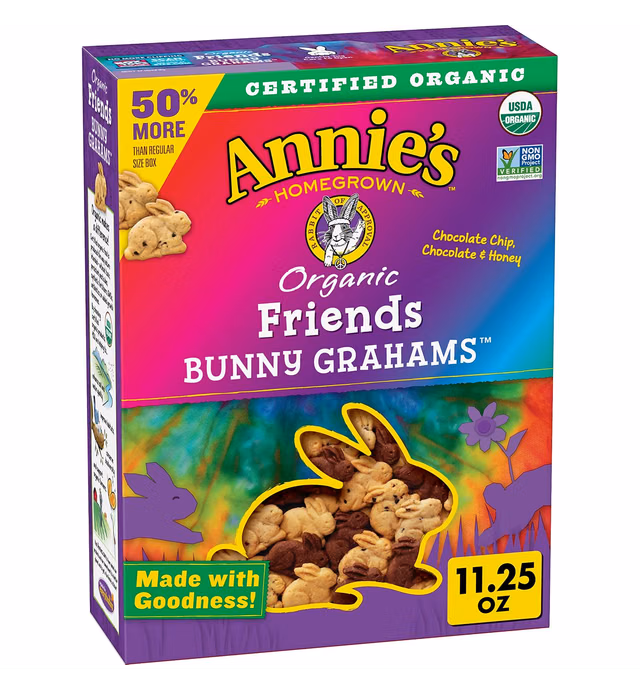 Annie's Organic Friends Bunny Graham Snacks, Chocolate Chip, Chocolate & Honey, 11.25 oz.
