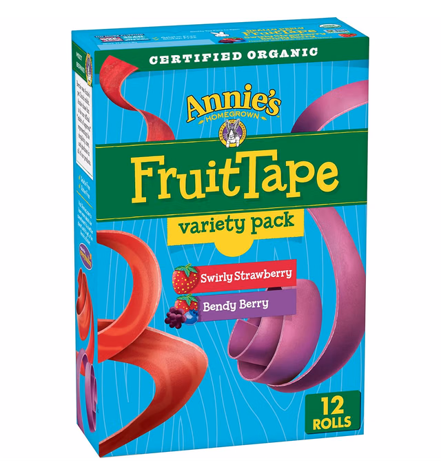 Annie's Organic Fruit Tape Swirly Strawberry & Bendy Berry 12 ct Variety Pack