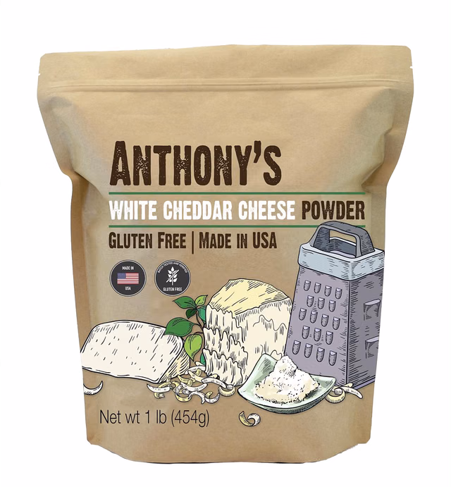 Anthony's White Cheddar Cheese Powder, 1 lb, Gluten Free, Made in USA, Non GMO