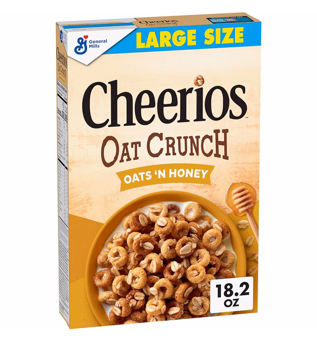 Cheerios Oat Crunch Oats and Honey Breakfast Cereal, 18.2 oz (Pack of 12)