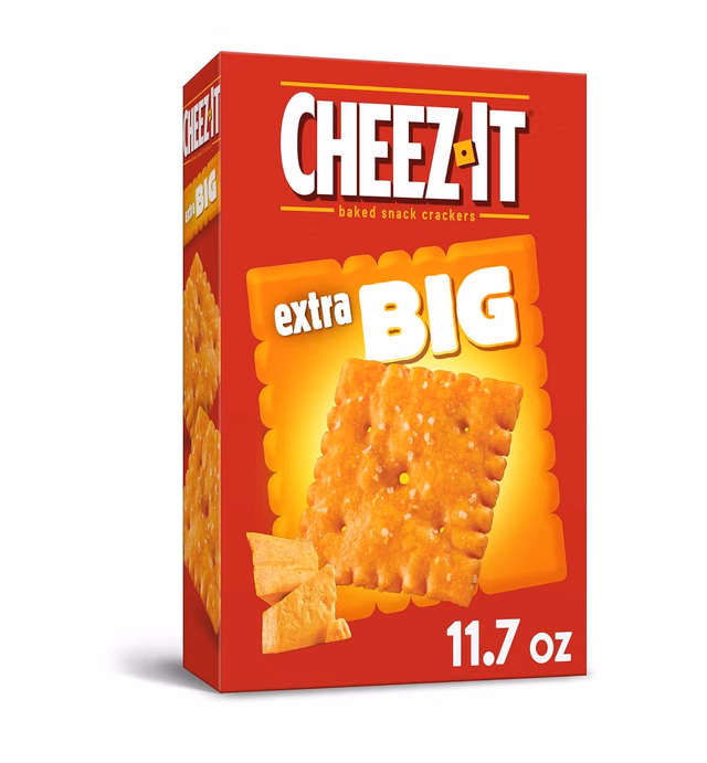 Cheez-It Extra Big Cheese Crackers, Baked Snack Crackers, Office and Kids Snacks, Original, 11.7oz Box (1 Box)