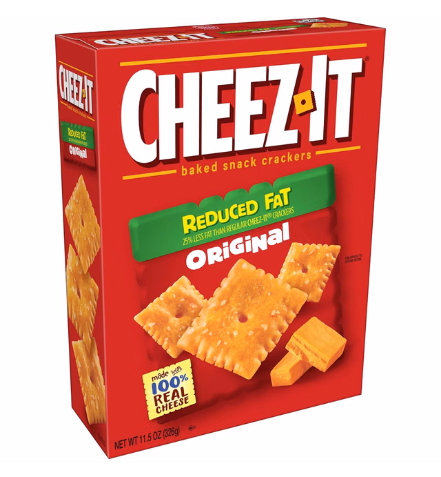 Cheez-It, Baked Snack Cheese Crackers, Reduced Fat Original, Made with 100% Real Cheese, 11.5oz Box