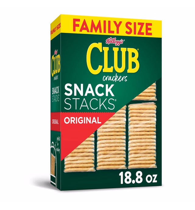 Club Snack Stacks Crackers, Lunch Snacks, Snack Crackers, Family Size, Original, 18.8oz Box (9 Stacks)
