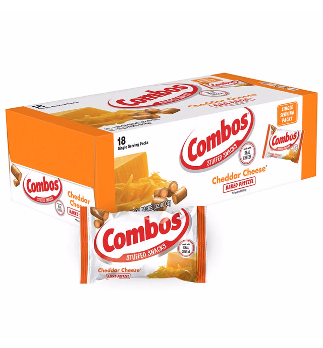 COMBOS Cheddar Cheese Pretzel Baked Snacks 1.8 Ounce (Pack of 18)