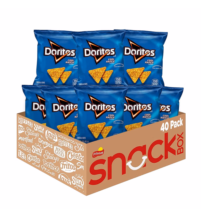 Doritos Cool Ranch Flavored Tortilla Chips, 1oz Bags (40 Pack)