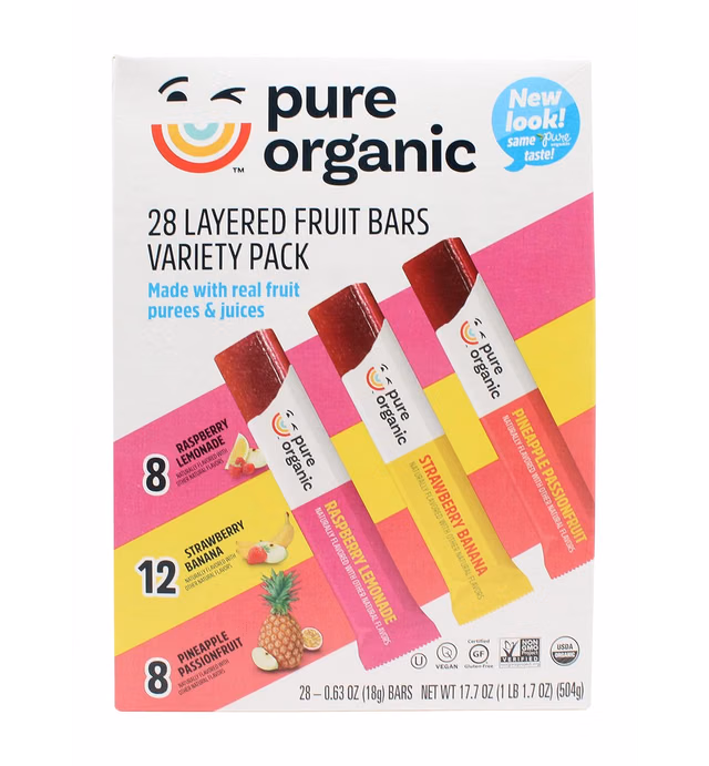 Pure Organic Layered Fruit Bars Variety Pack 28 count (Pack of 1).