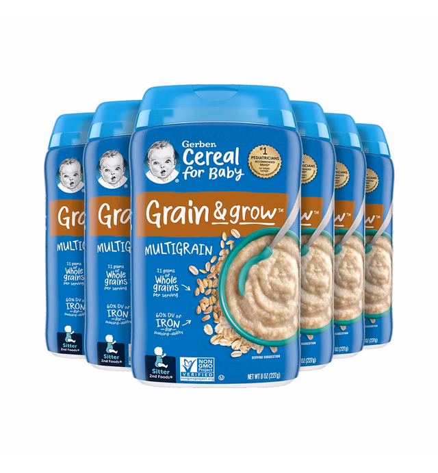 Gerber Baby Cereal 2nd Foods, Grain & Grow, Multigrain, 8 Ounces (Pack of 6)